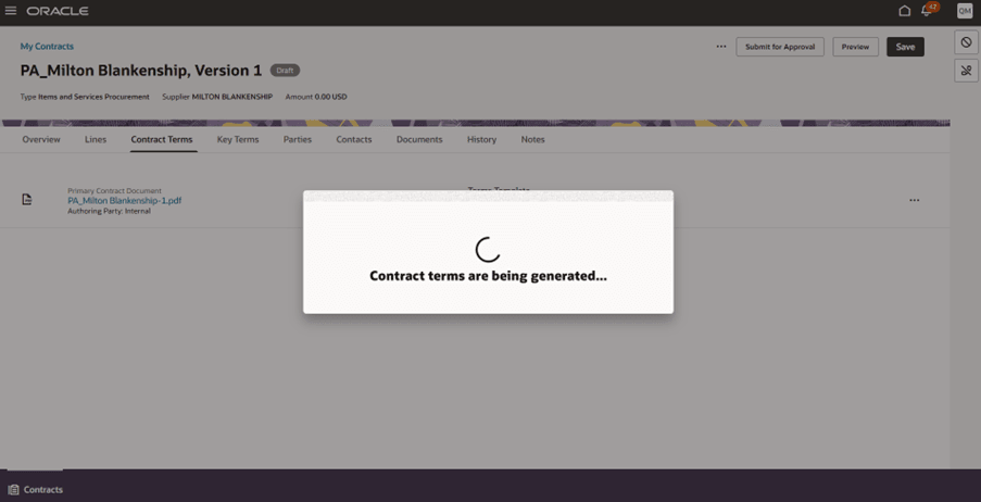 Contract terms generation