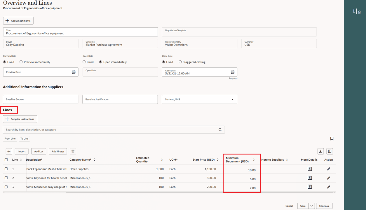 Minimum Decrement in Lines