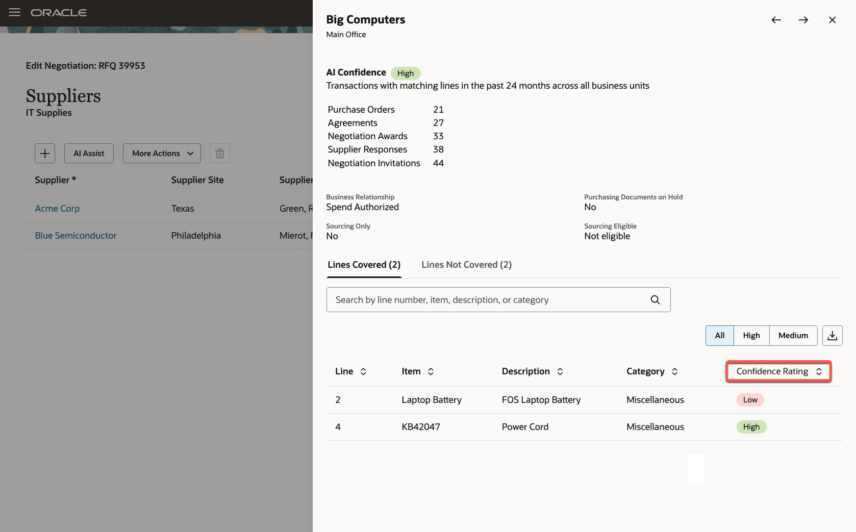 Supplier Suggestions Explain-ability