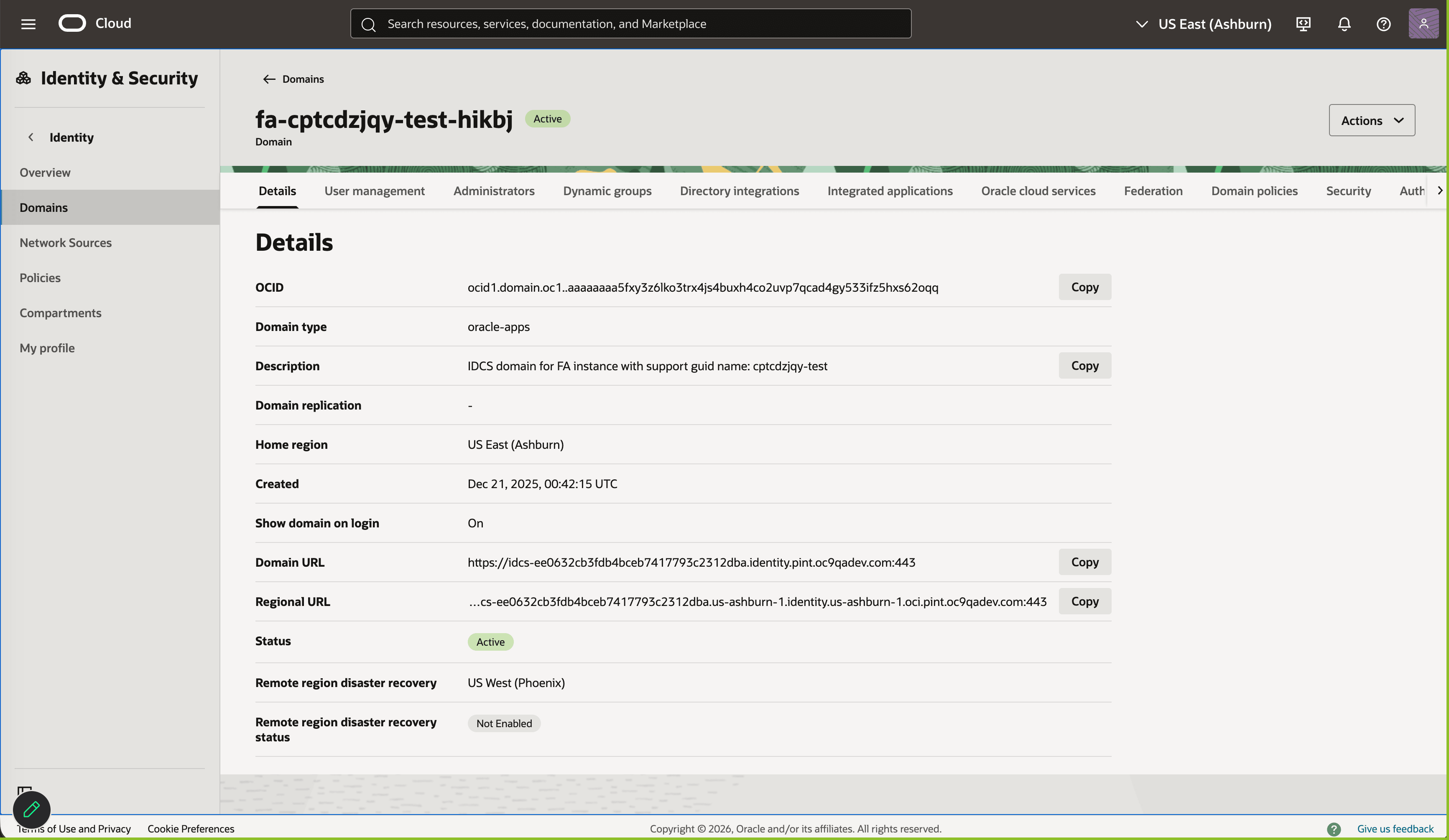 IDCS Landing Page