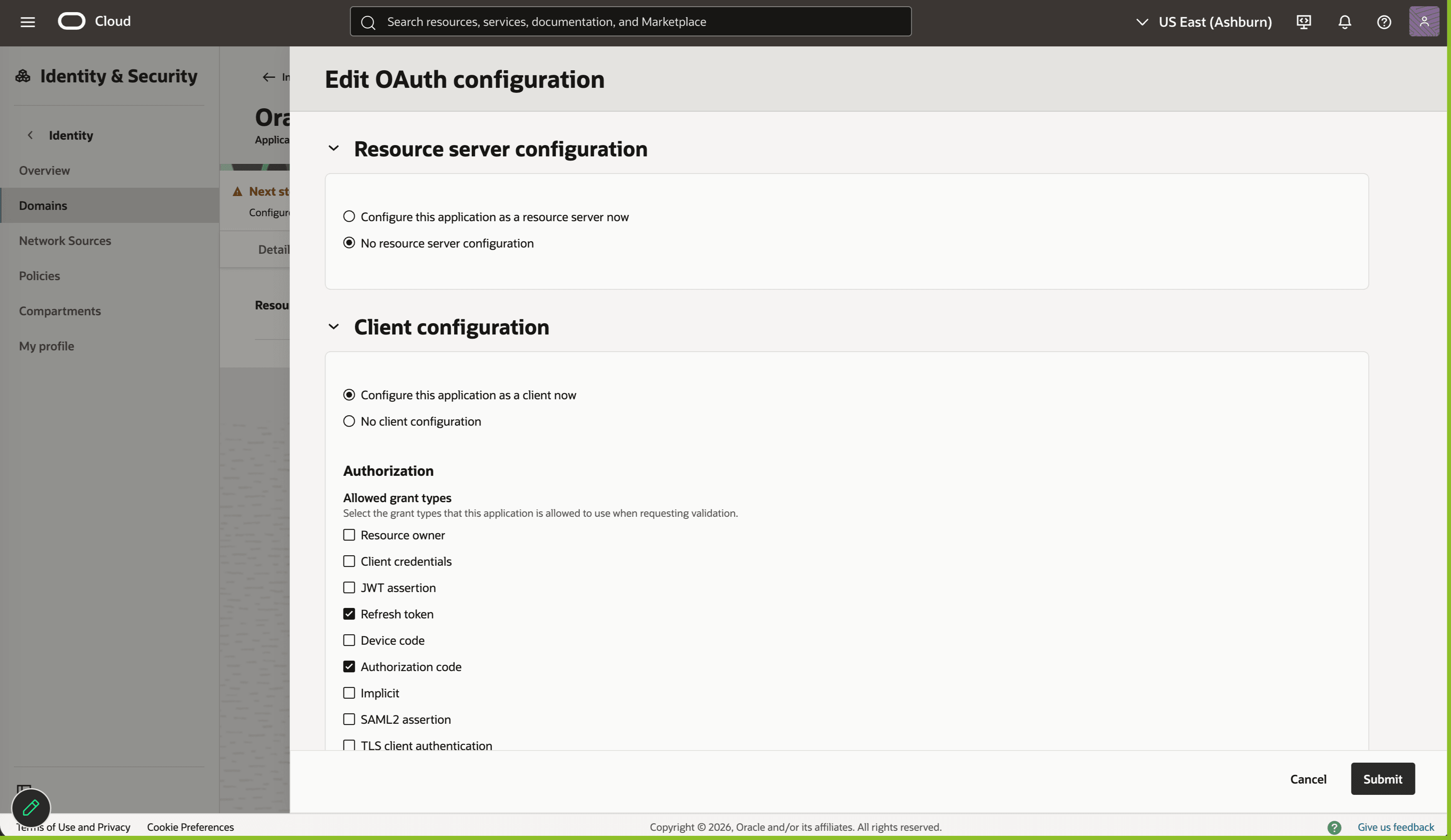 Edit OAuth Configuration
