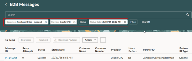 B2B Message transactions