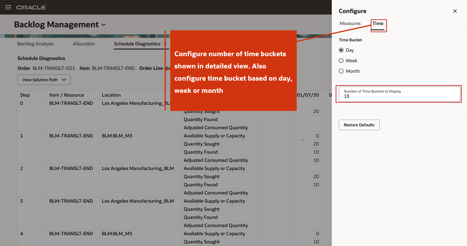 Configure Day, Week, or Month and Number of Buckets
