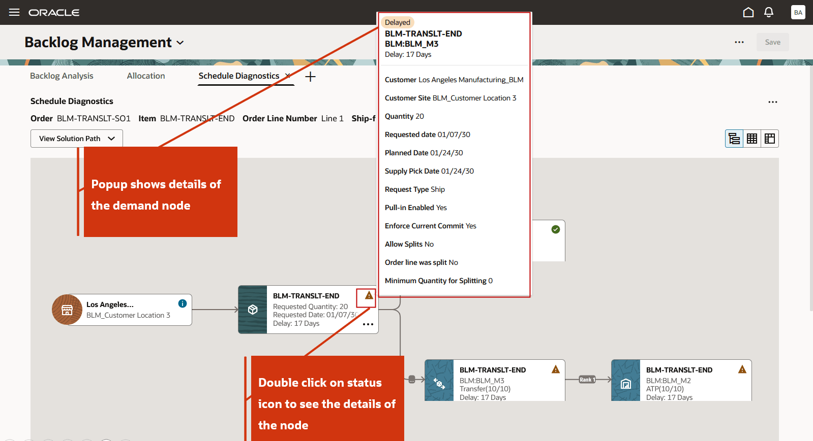 Attribute Details for the Requested Demand Node
