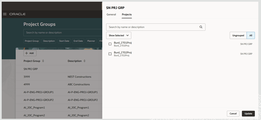 Unassign projects from project group