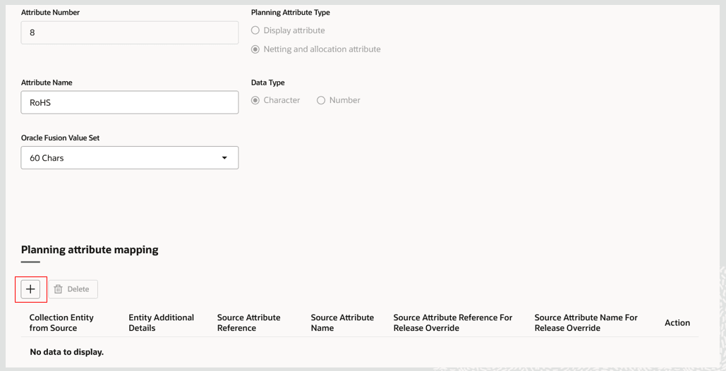 Create Planning Attribute Mapping