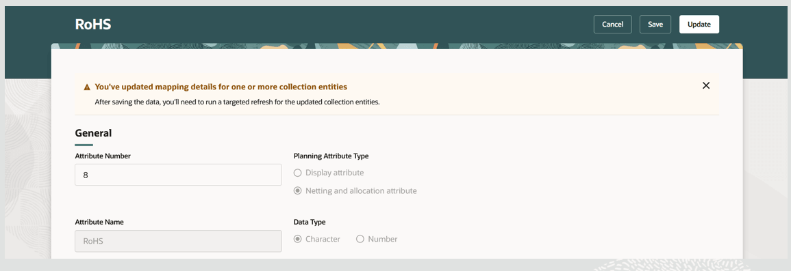 Save Planning Attribute Mapping