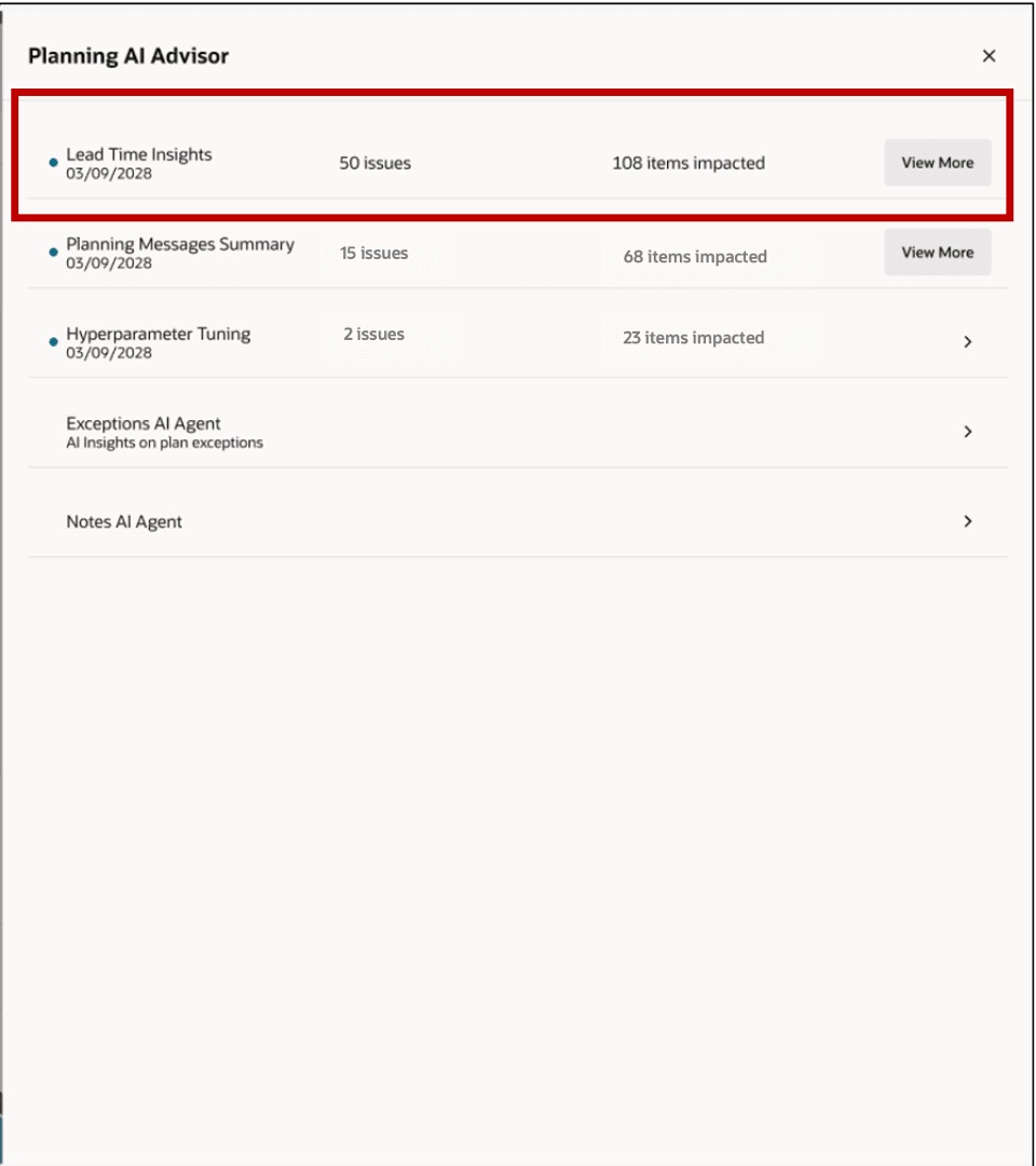 Planning Advisor Notifications Summary