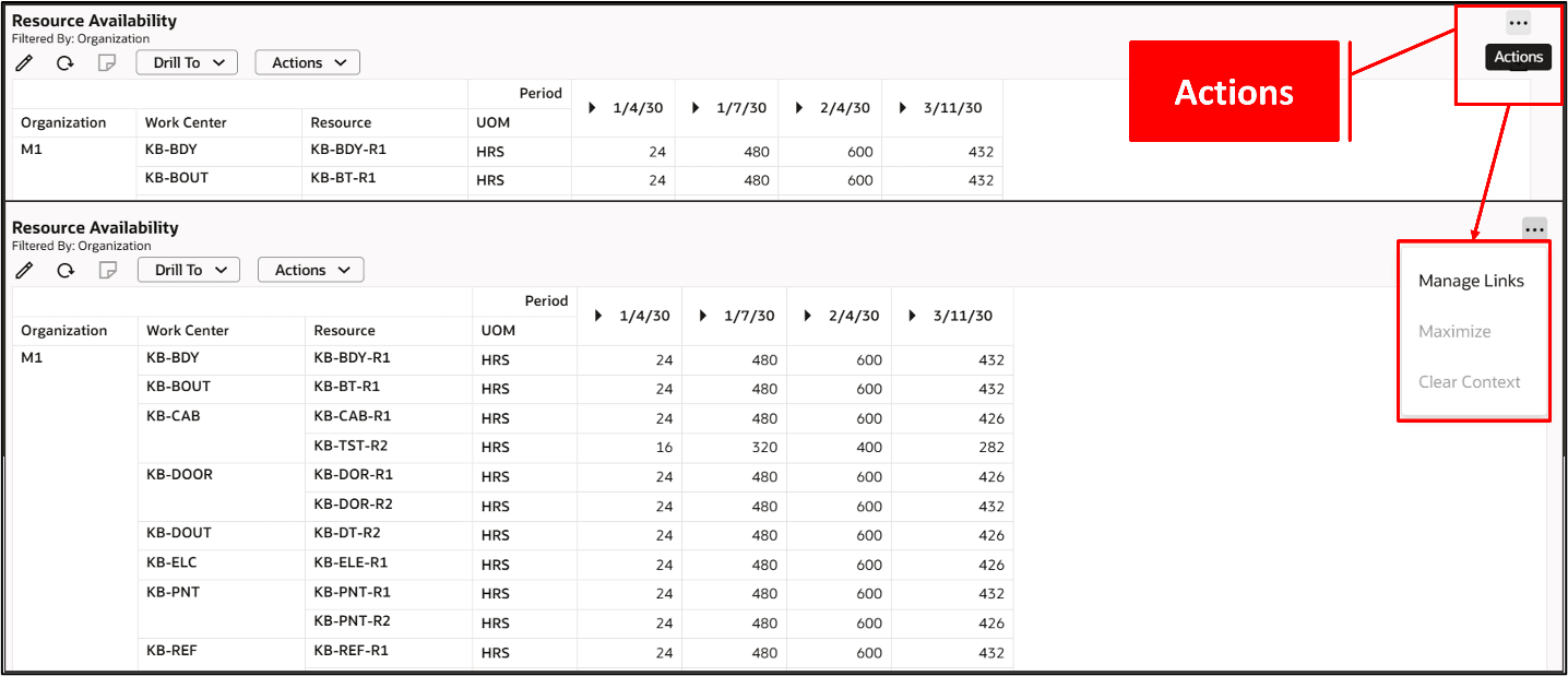 Adding a Link to Resource Availability