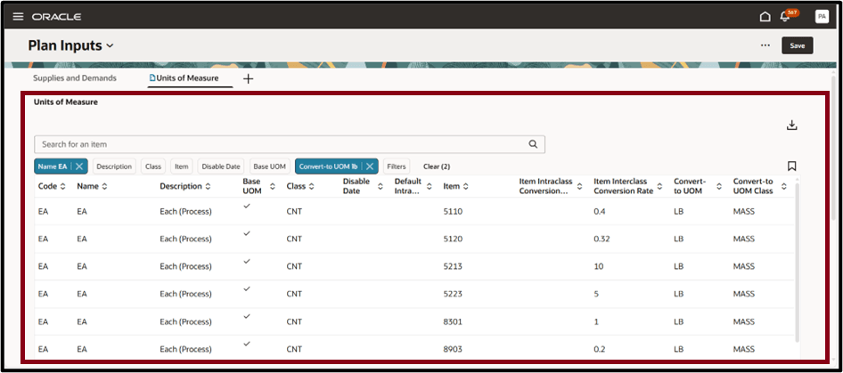 Units of Measure Search Result
