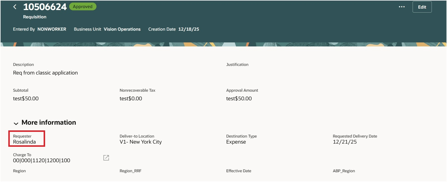 Requisition Created by Non-Worker for an Employee