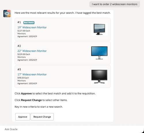 Search results display