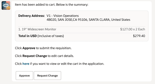 Agent's shopping cart