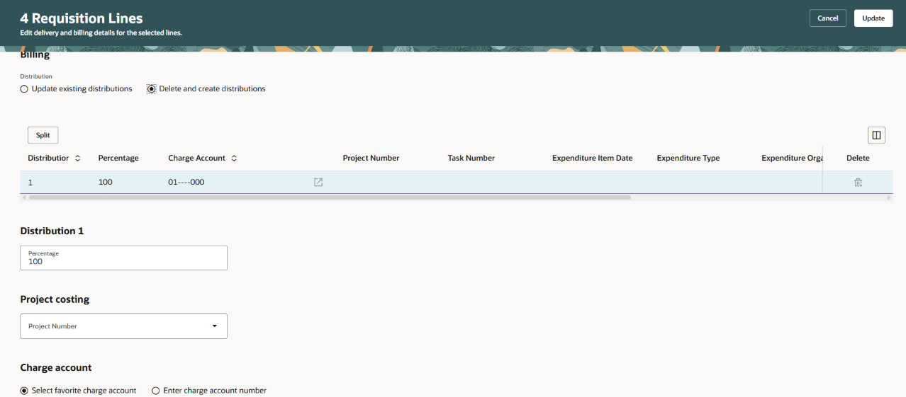 Create Distributions using Edit Multiple Lines
