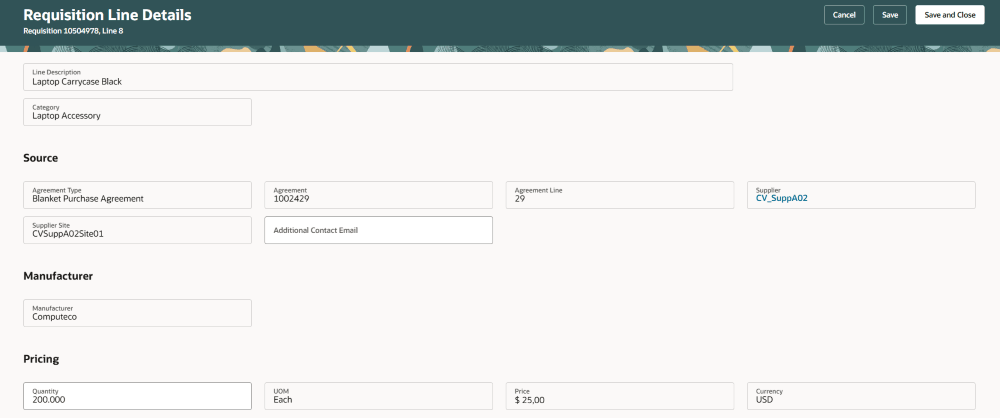 Edit Requisition Line Details
