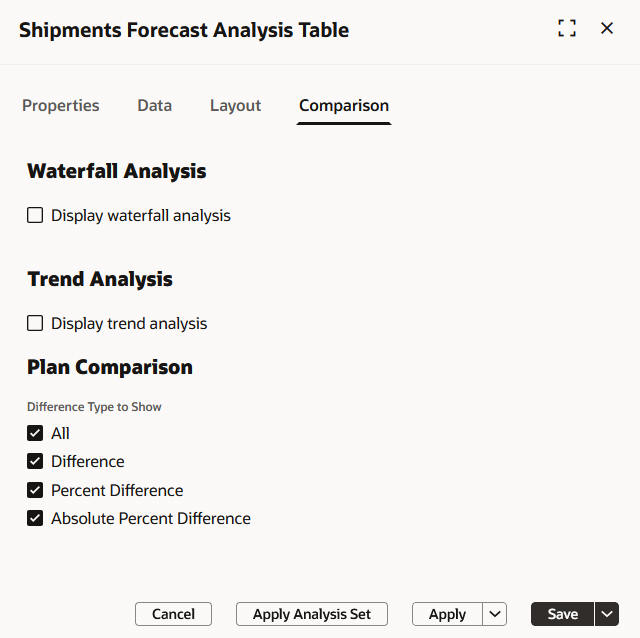 Checkboxes for Plan Comparison