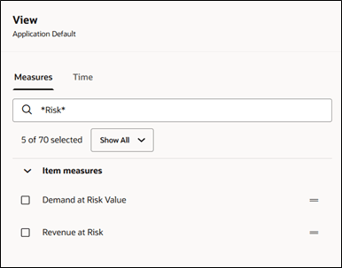 Example of Using Wildcards to Search for a Measure in Build Plan