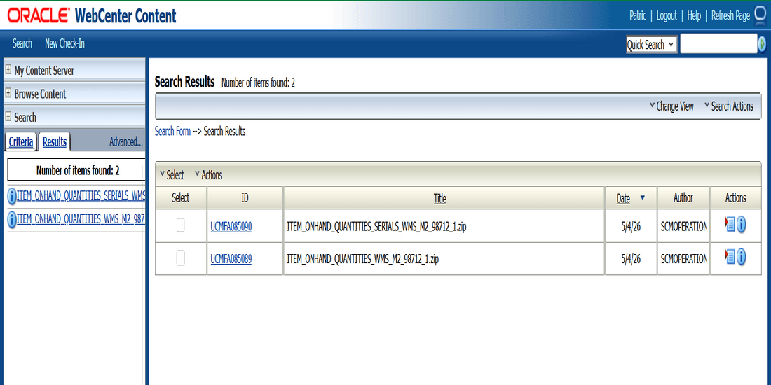 Oracle UCM Server View
