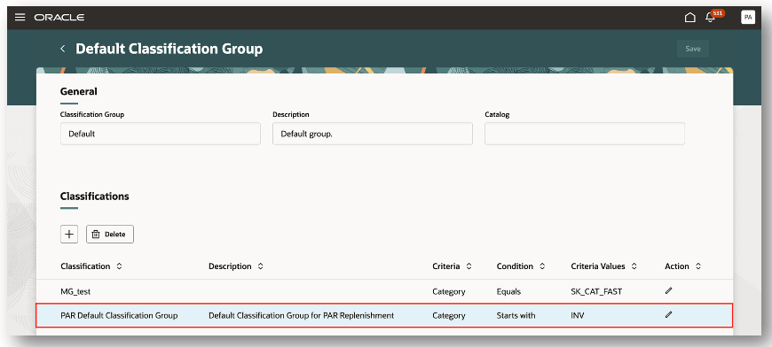 Default Classification Group