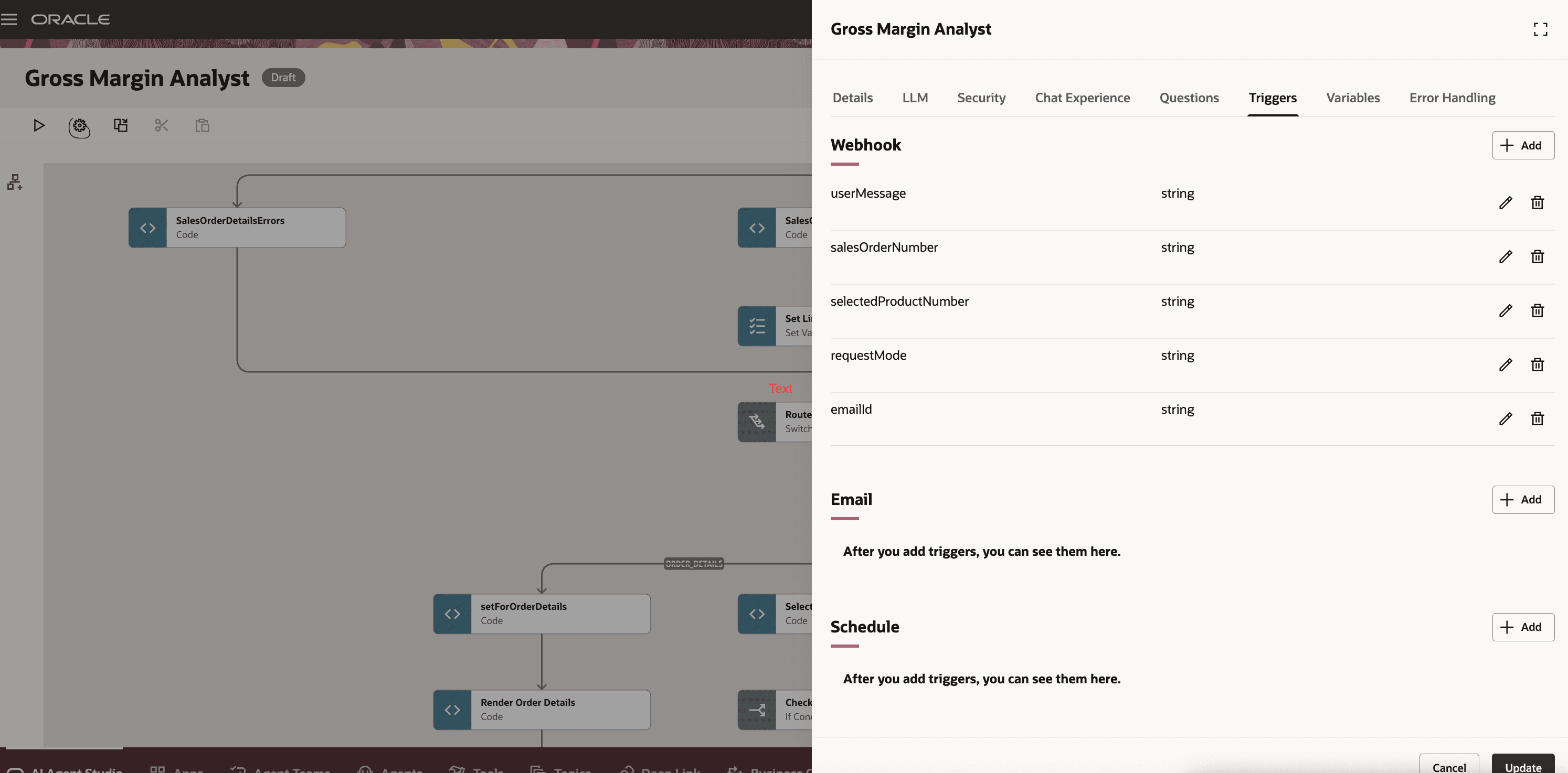 Trigger Configuration for Webhook, Email, and Schedule Invocation