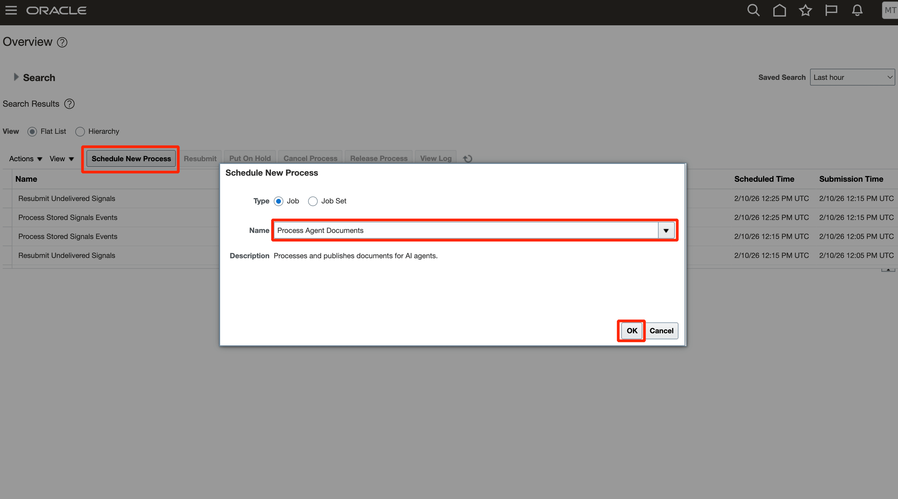 Running the Process Agent Documents Task