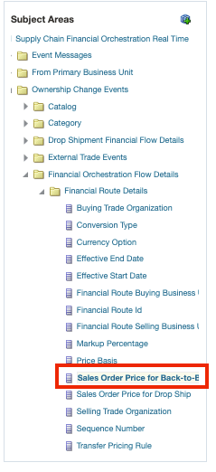 The enhanced subject area exposes the additional reporting attributes needed for transfer order analytics.