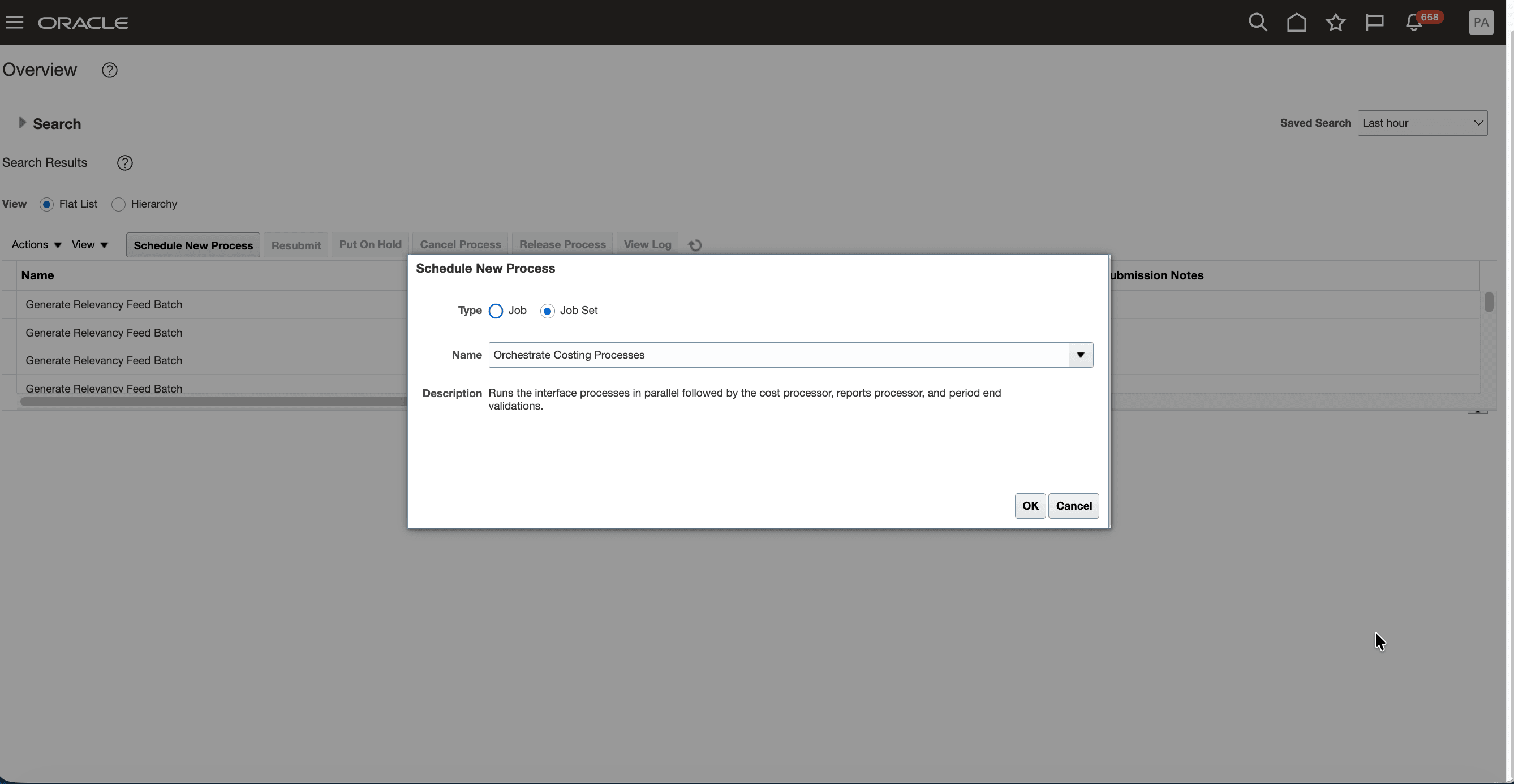 Orchestrate Costing Processes Process Set