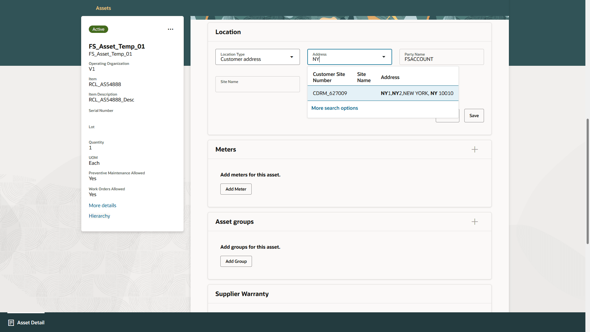 Advanced search customer address - More search options