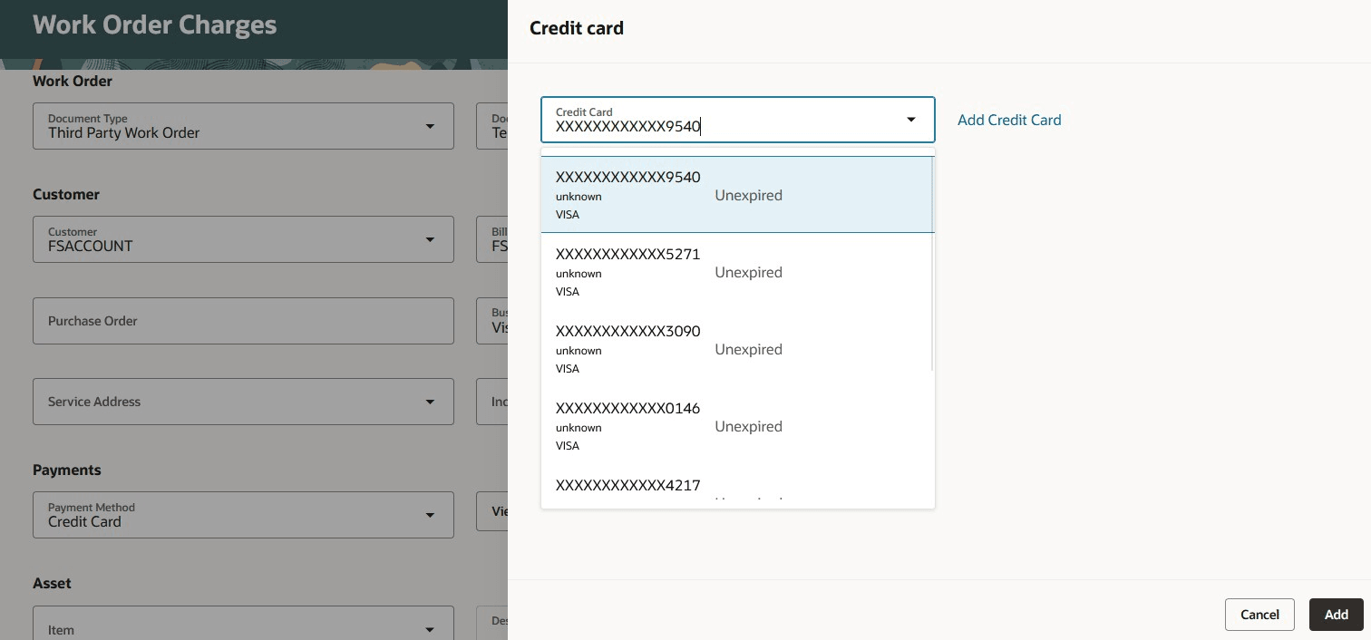 Credit Card LOV