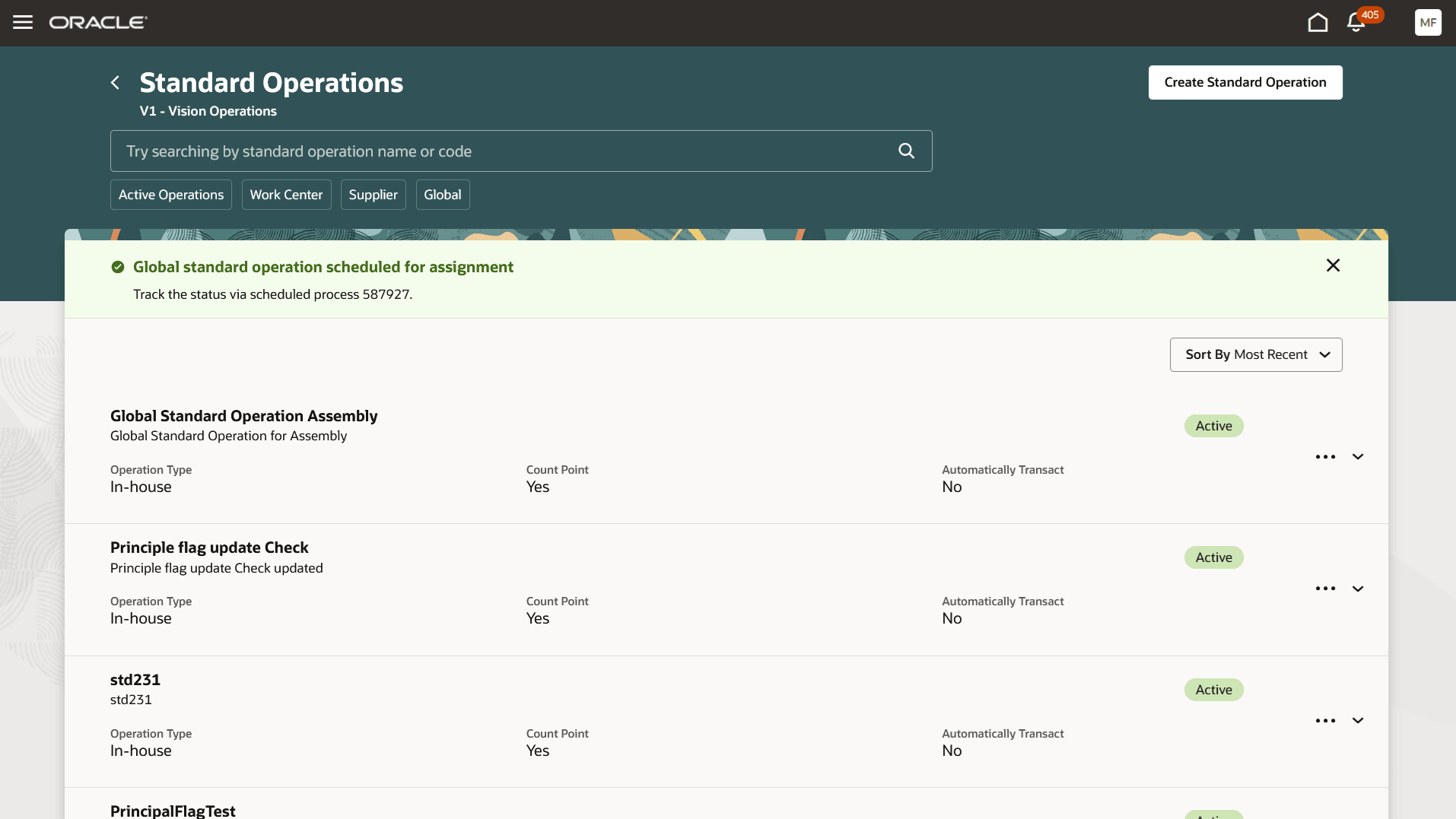 Global Standard Operation Scheduled for Assignment