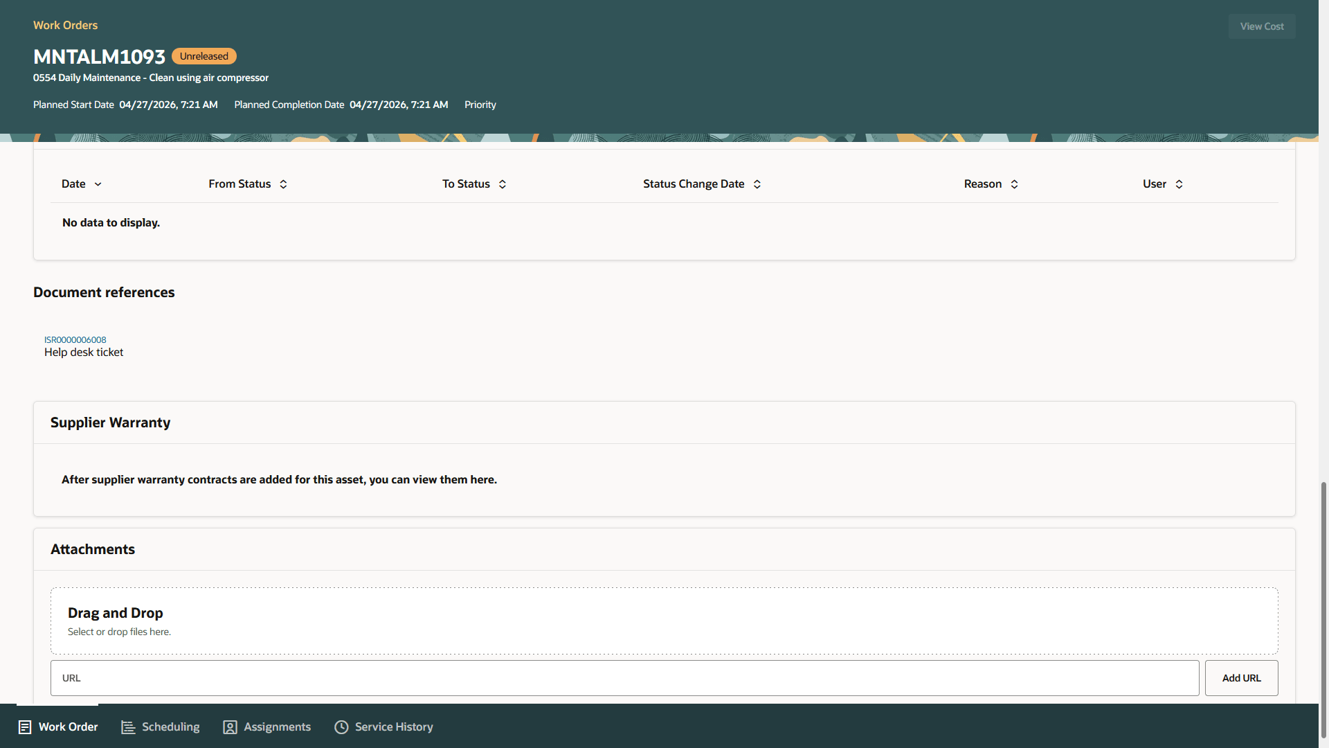 Link to navigate to the help desk ticket from Document References