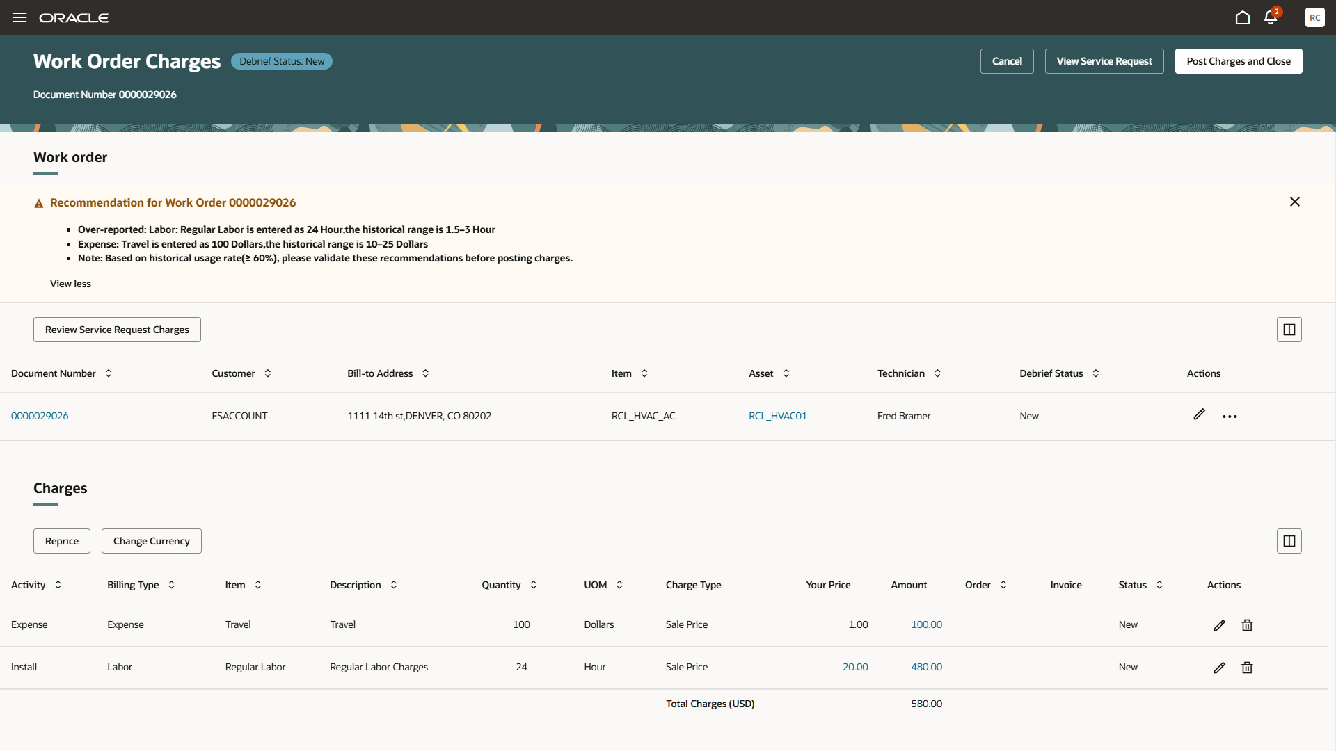 Service Charges Review Advisor