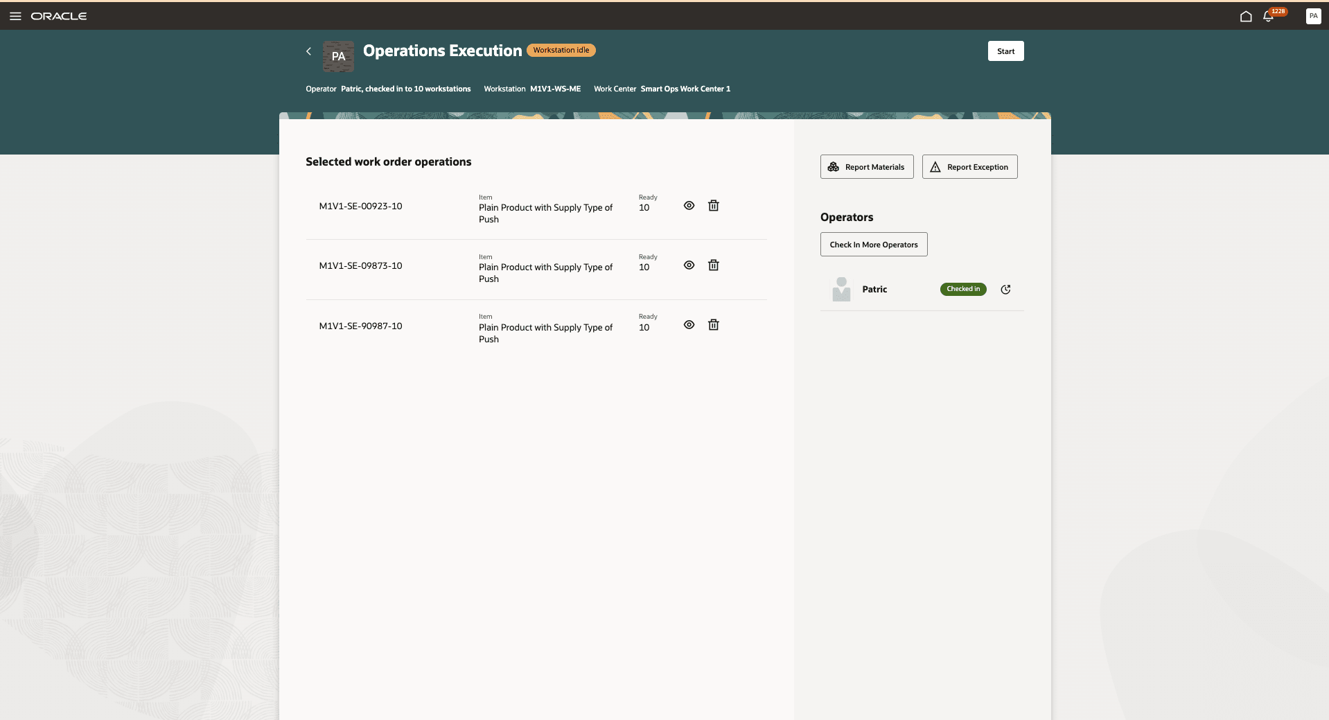 View Operations selected to execute simultaneously.