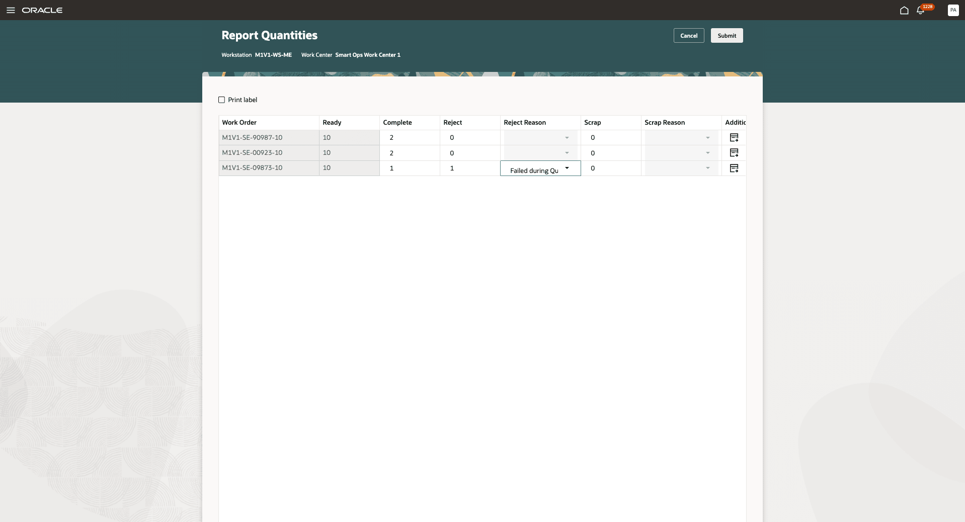 Report Quantities for Multiple Operations.