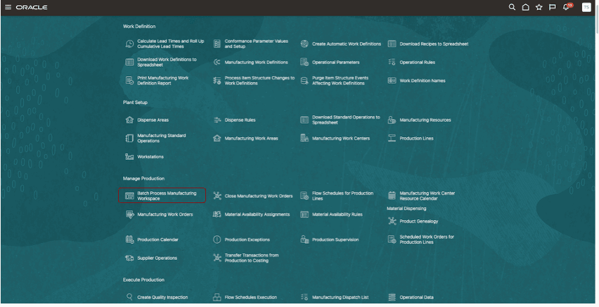 Figure 1 : Quick action from Supply Chain Execution landing page