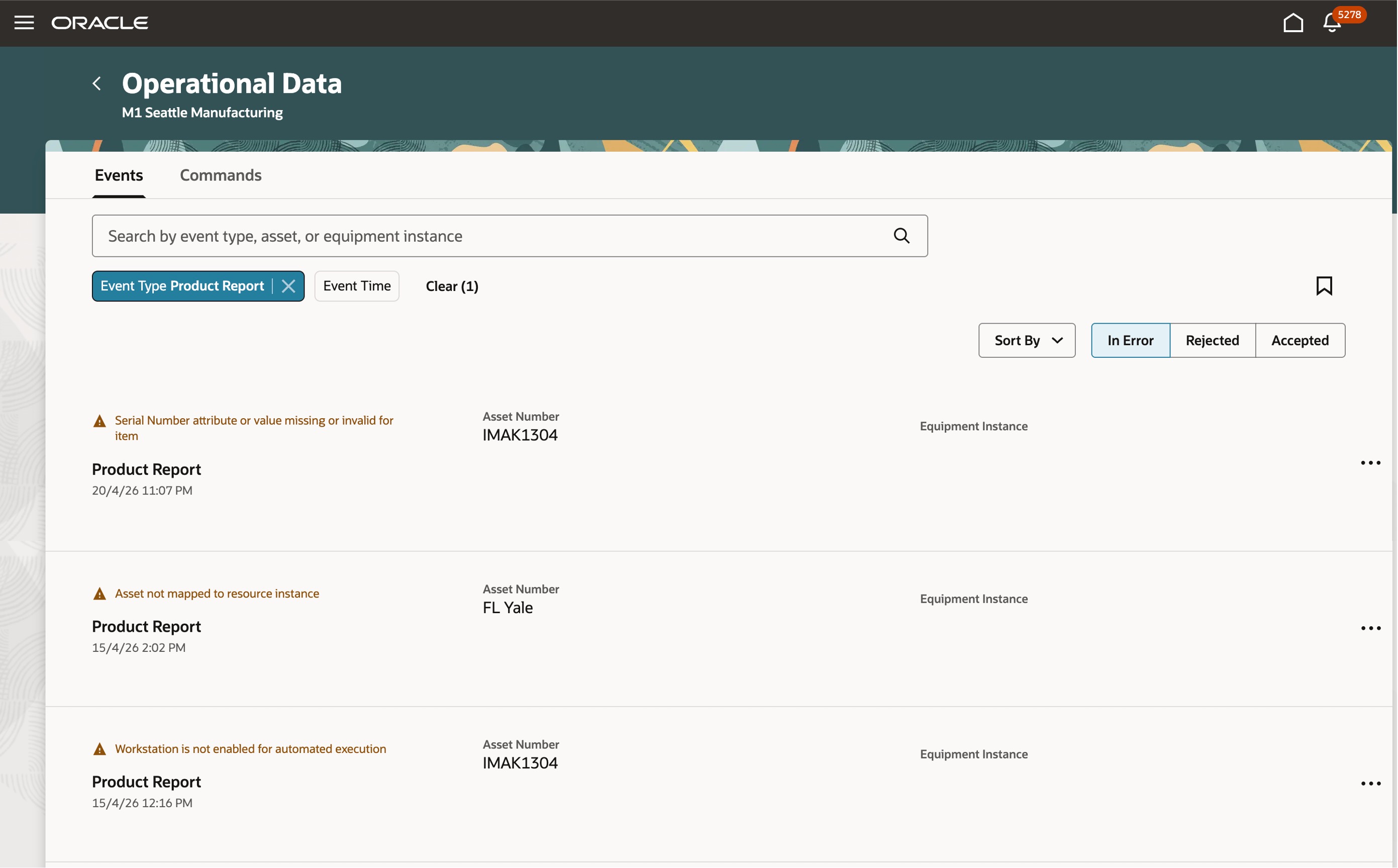 View Events Operational Data