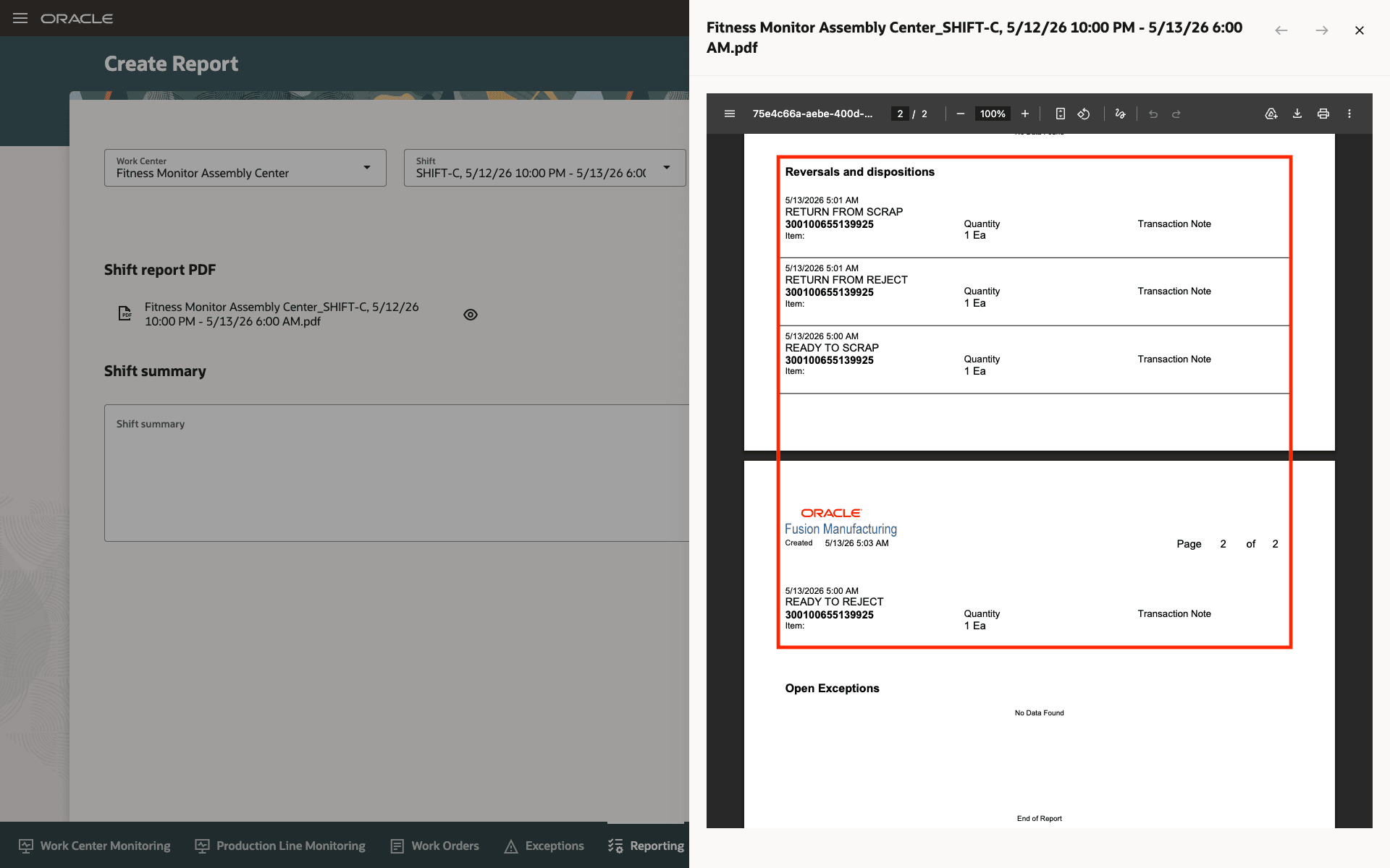 Add Reversal and Disposition Shift Report