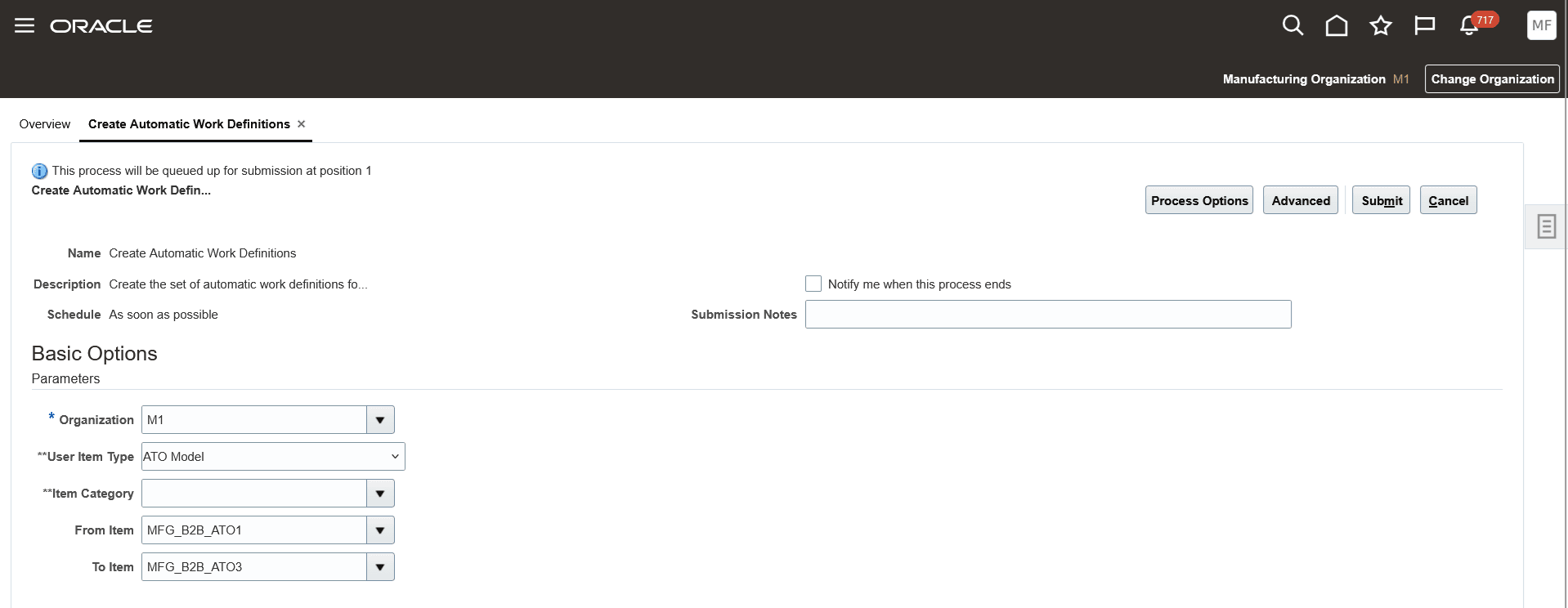 Create Automatic Work Definitions Schedued Process