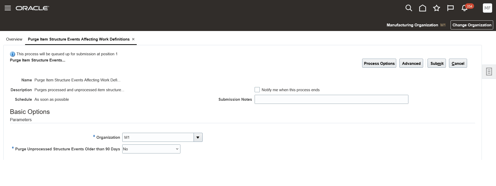 Purge Item Structure Events Affecting Work Definitions Scheduled Process