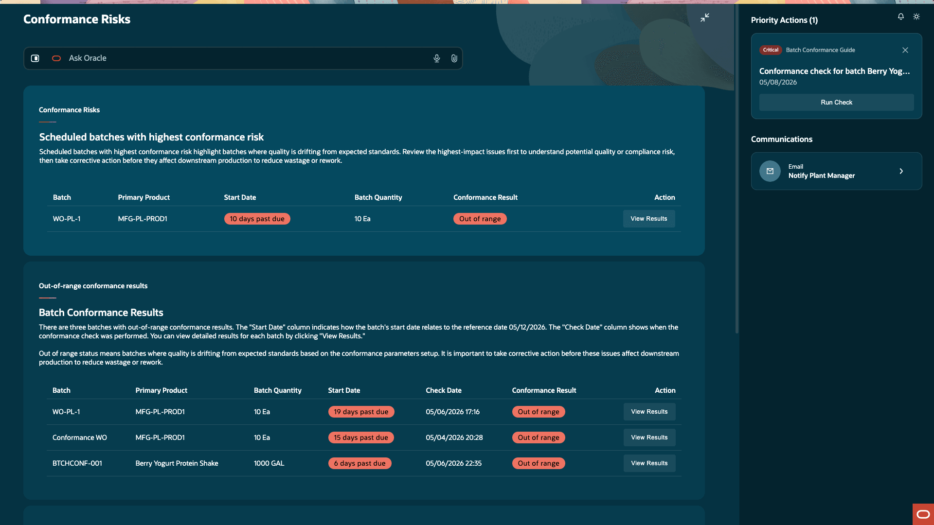 Out of range conformance results section