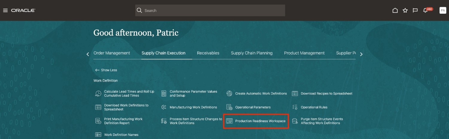 Quick Action Menu: Production Readiness Workspace