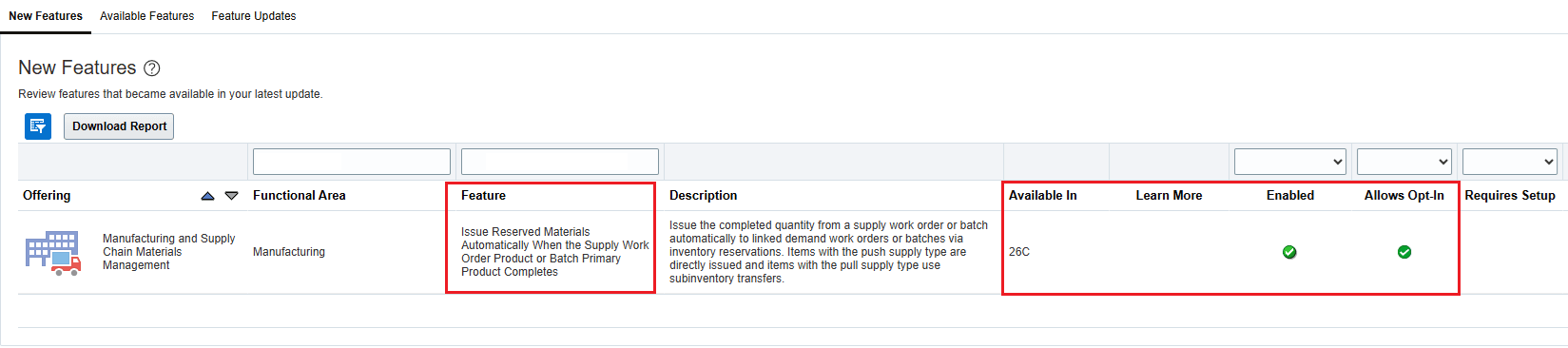 Feature available for Opt-In