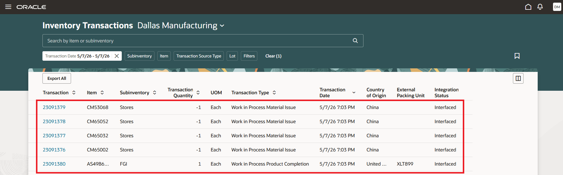 Review Integration Status of Completed Transactions