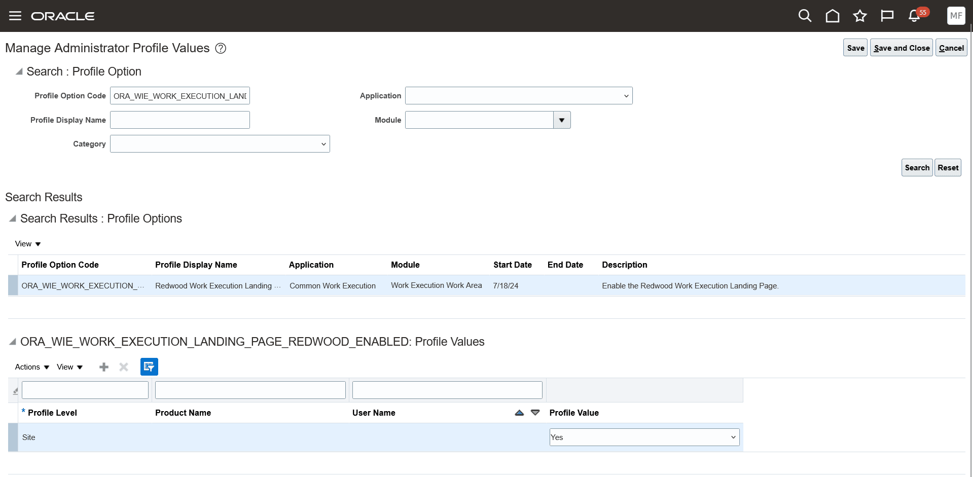 Profile Option to Enable the Work Definition Landing Page in Redwood User Experience