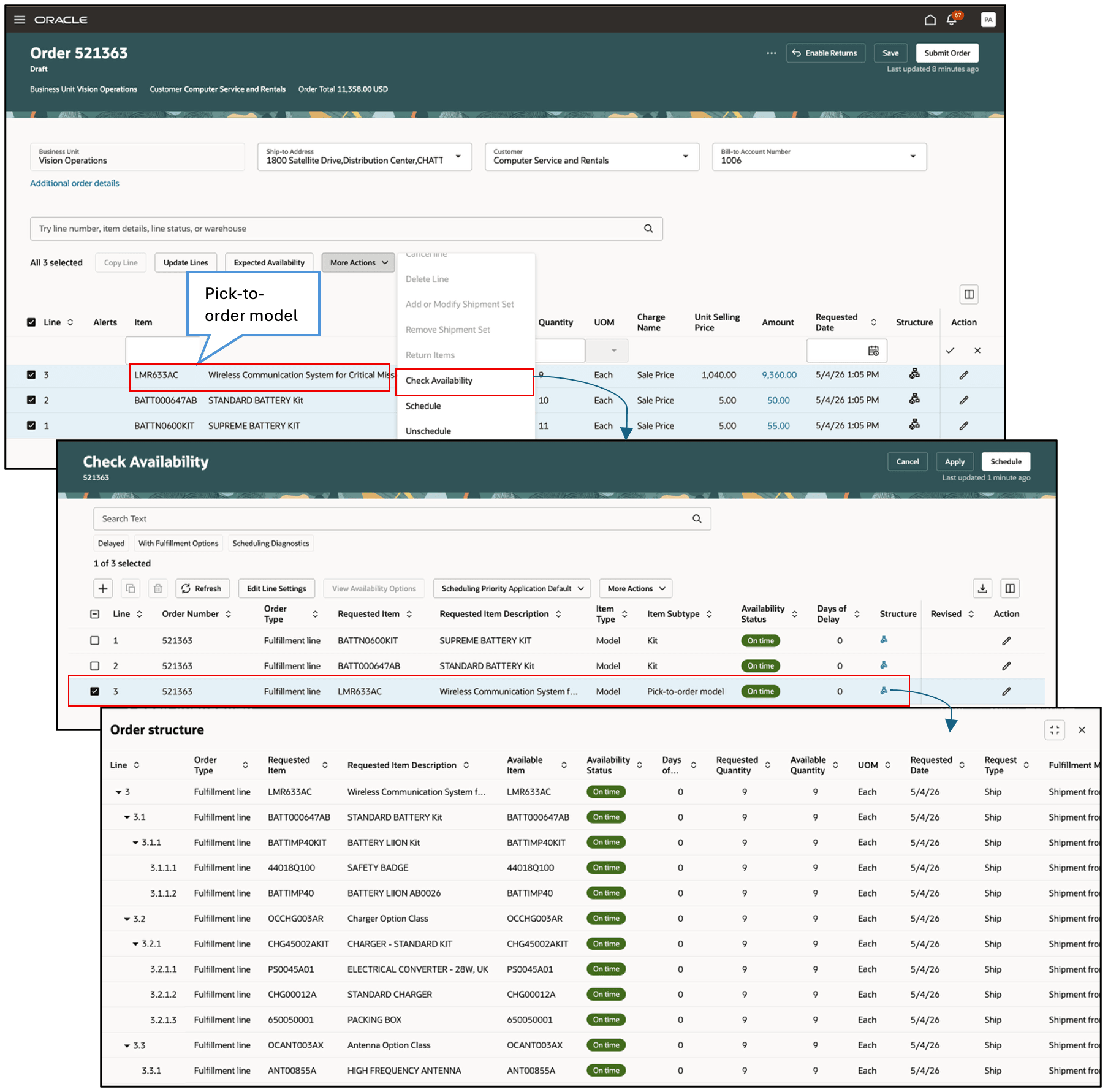 Check Availability Option for a Configured Item