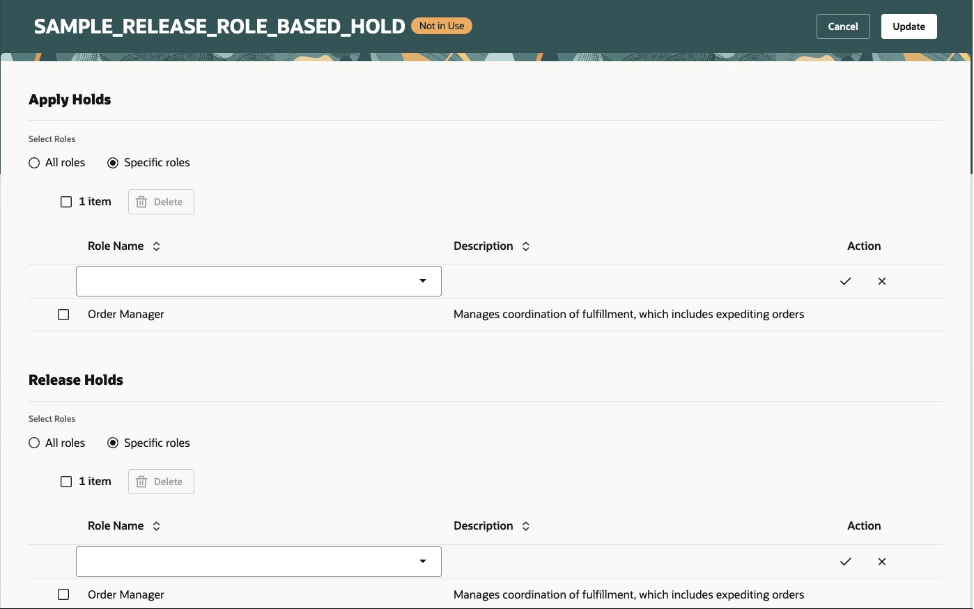 Sample Redwood Release Role Based Hold