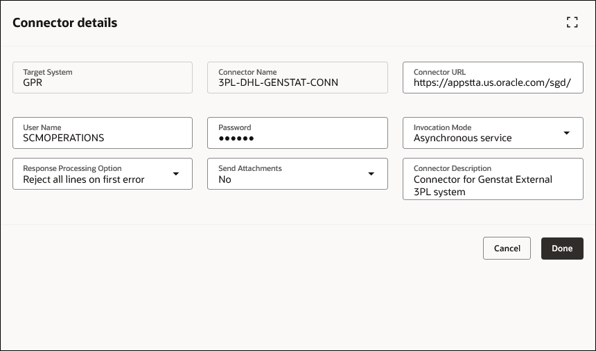 Enter Connector Details and Click on Done.