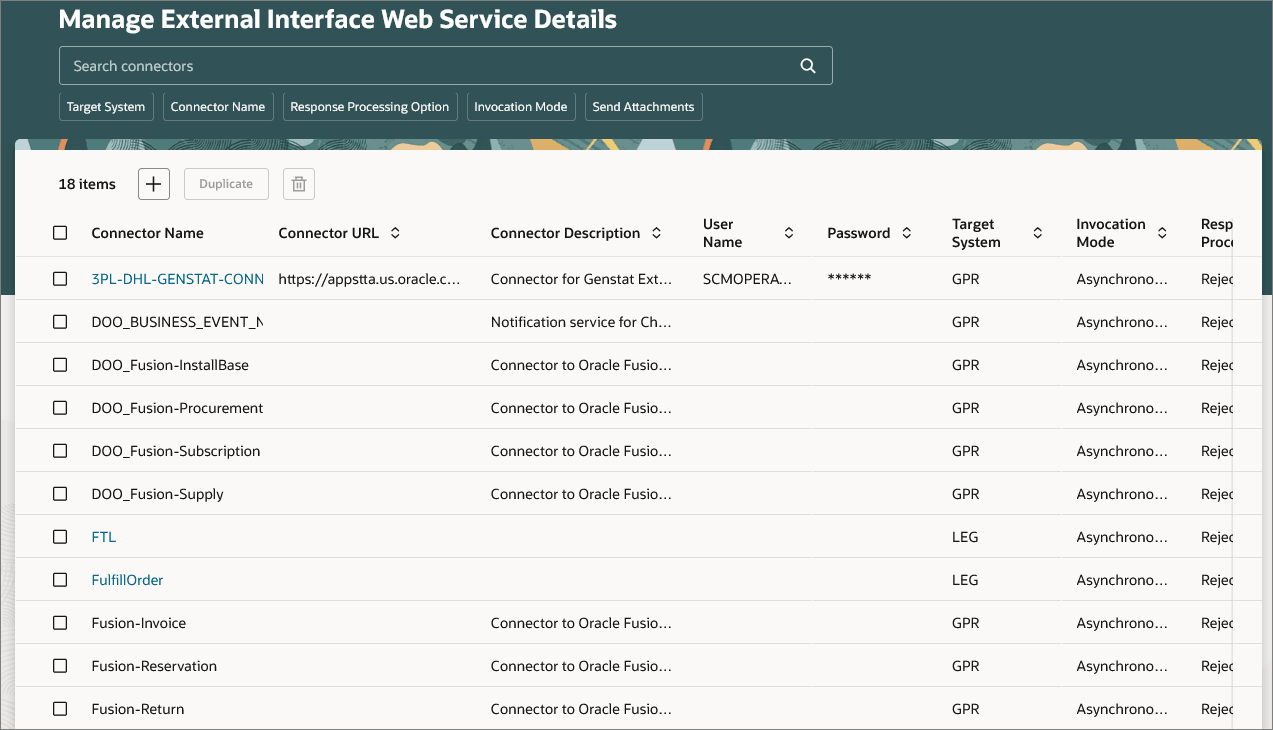 Connector information saved and displayed