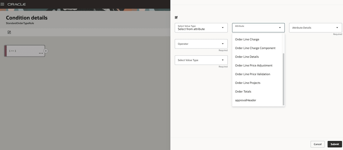 Order entities available for rules
