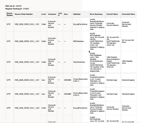 The agent can also send a list of corrected options.